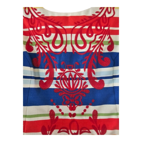 New Anthropologie Tabitha Striped Embroidered Totem Shift Dress Size 6 . - Picture 4 of 6